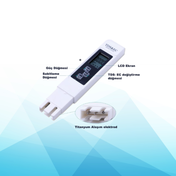 NOVASMART Tds & Ec Su Ölçer | tds metre - Dijital Su Kalite Test Cihazı | Hidroponik, Akvaryum ve Içme Suyu Ölçüm (Aydınlatmalı ekran) - Görsel 4