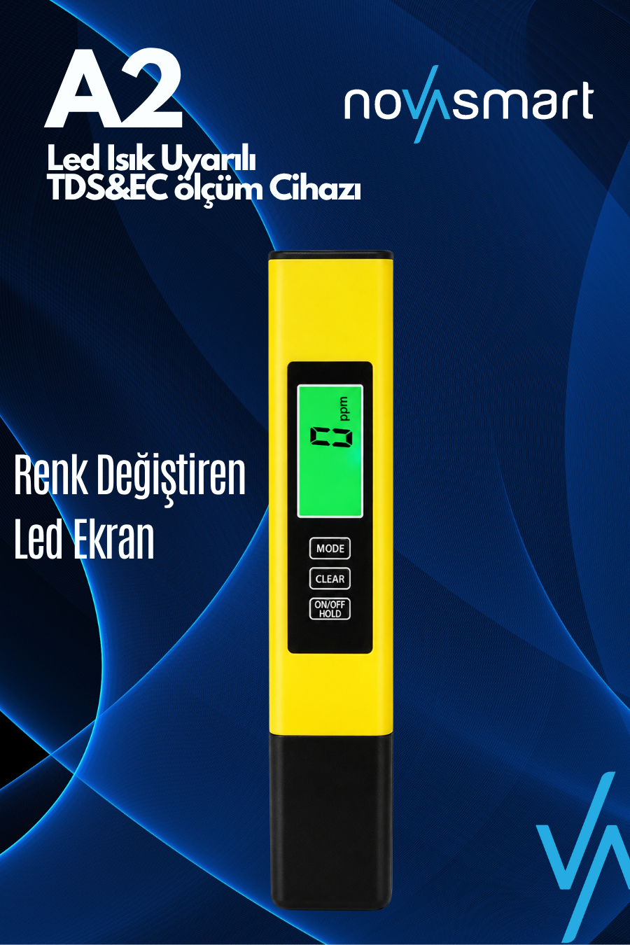 Novasmart - NV-A2 Tds & Ec Ölçer – Kırmızı/yeşil LED Uyarılı Dijital Su Kalitesi Ölçüm Cihazı