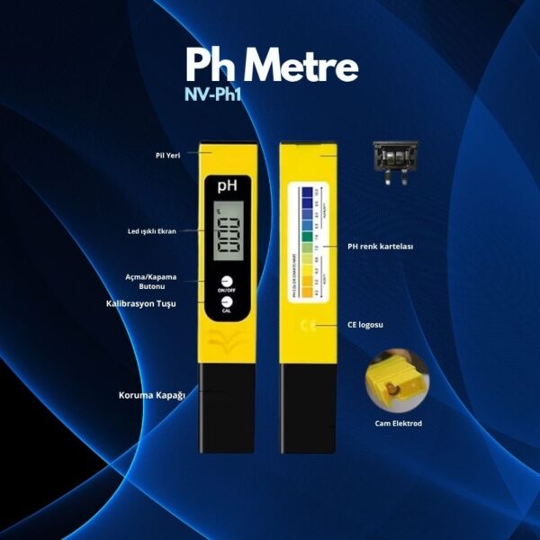 NOVASMART Dijital Ph Metre 0-14 Ph Yüksek Hassasiyetli Su Test Cihazı, Akvaryum,havuz ve Su Arıtma Için - Görsel 2