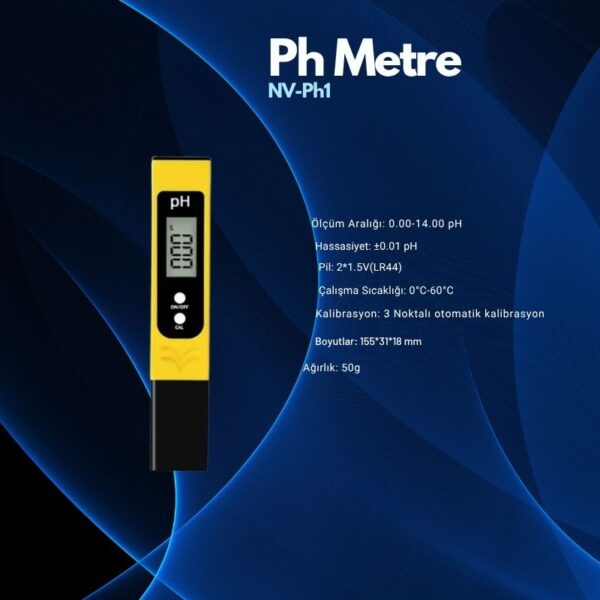 NOVASMART Dijital Ph Metre 0-14 Ph Yüksek Hassasiyetli Su Test Cihazı, Akvaryum,havuz ve Su Arıtma Için - Görsel 3