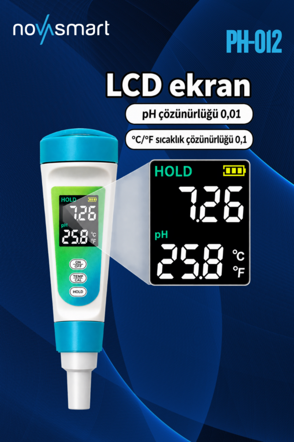 Novasmart PH-012 Yarı Katı ve Sıvı Numuneler Için Dijital Ph Metre - Görsel 4