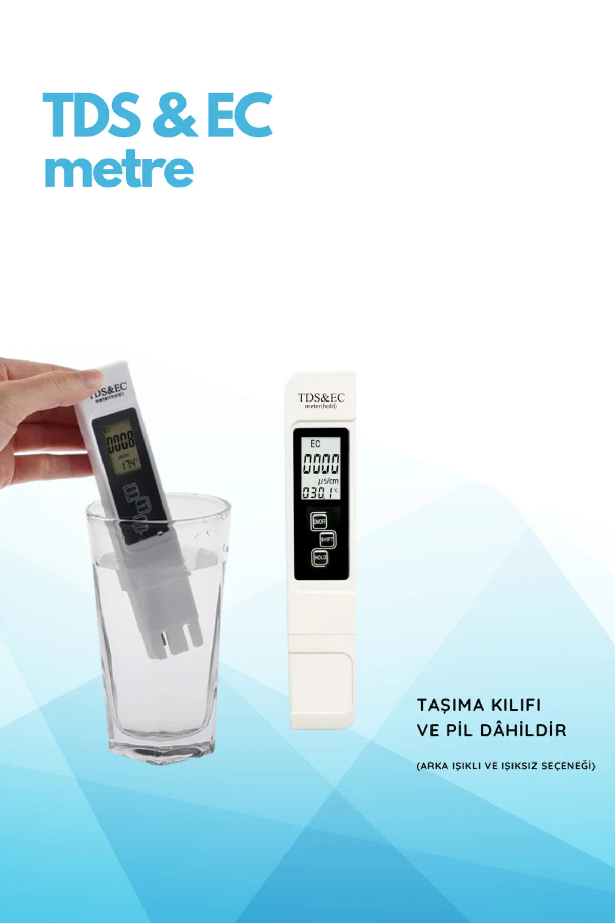 Novasmart TDS & EC Su Ölçer | Tds metre - Dijital Su Kalite Test Cihazı | Hidroponik, Akvaryum ve İçme Suyu Ölçüm