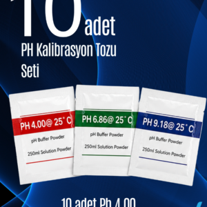pH Kalibrasyon Tozu Seti – pH 4.00 / 6.86 / 9.18 – 3'lü Tampon Çözelti Seti – 250 ml - (10 lu set)