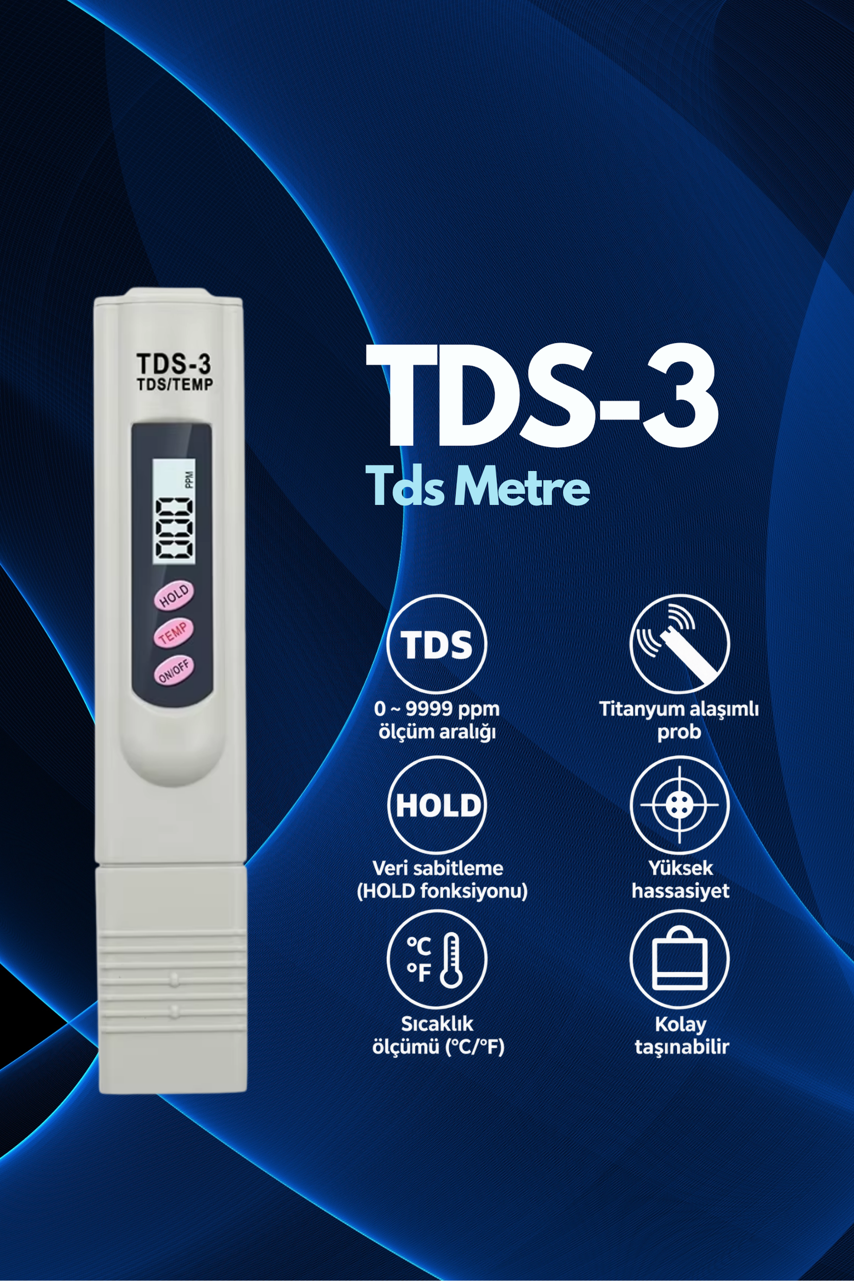 Novasmart Tds-3 Dijital Su Kalitesi Ölçüm Cihazı – Tds ve Sıcaklık Ölçer