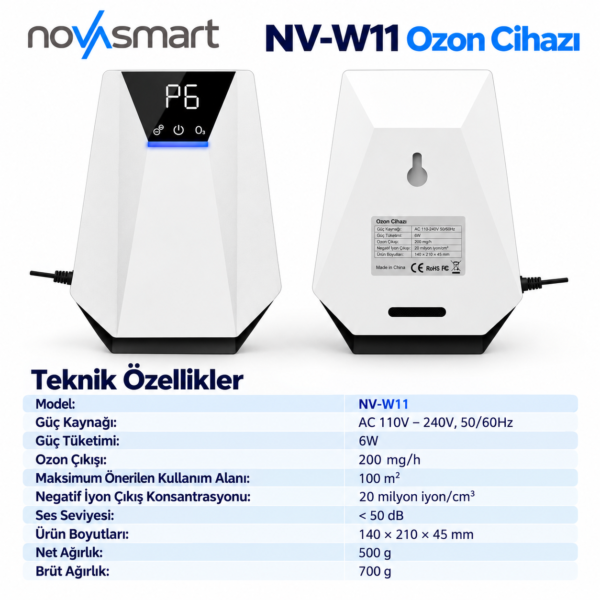 Novasmart NV-W11 Ozon & Negatif İyon Cihazı - Görsel 4